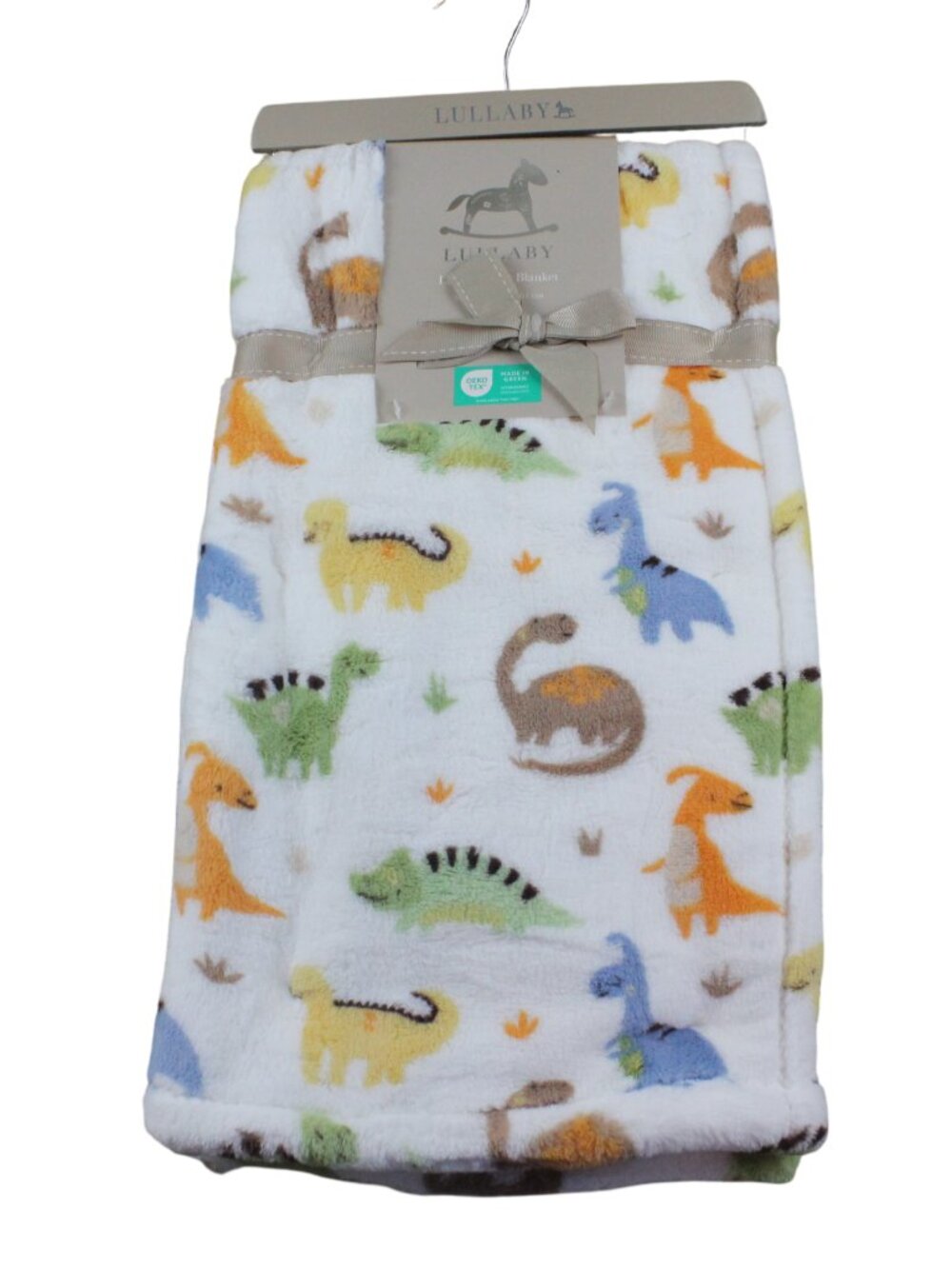 Lullaby Dinosaur Luxury Baby Blanket White Fleece Infant Boys Dino Soft NWT
